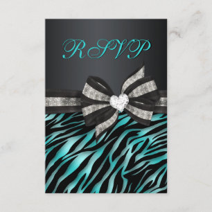 Chic Zebra RSVP With Jewelled Bow Card