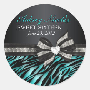 Chic Zebra Sweet Sixteen Sticker