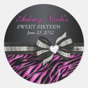 Chic Zebra Sweet Sixteen Sticker