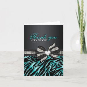 Chic Zebra Sweet Sixteen Thank You Card
