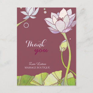 Chic Zen Lotus Business Thank You Postcard