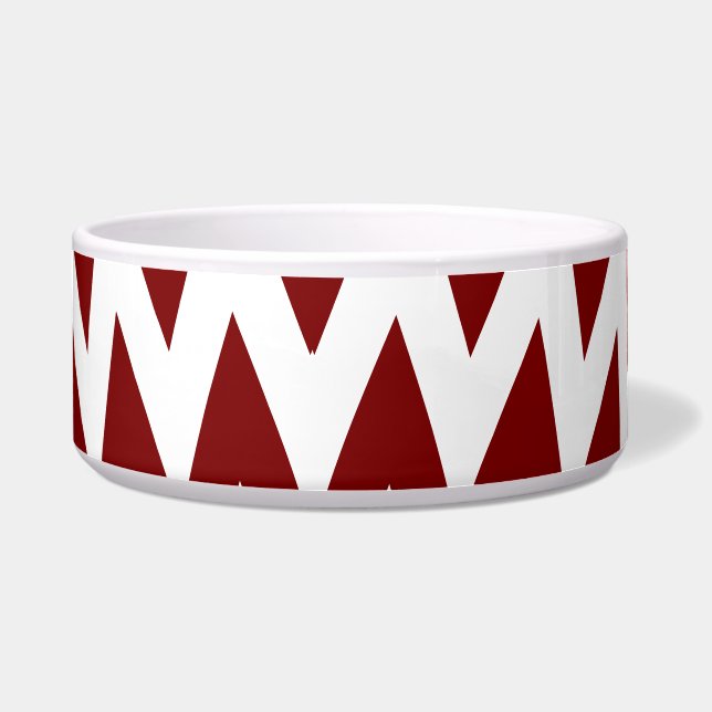 Chic Zigzag Pet Bowl – Brown & White Stripe Design (Front)