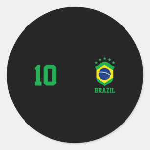 Chica Brazil Flag Brazilian Pride Soccer Jersey No Classic Round Sticker