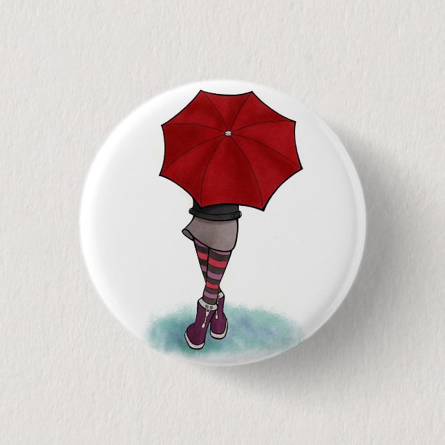 chica con paraguas 3 cm round badge (Front)