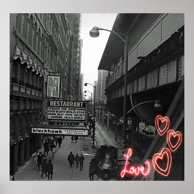 Chicago 1960's Blackhawk Restaurant Sign Street (Front)