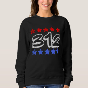 Chicago 312 Area Code Flag Colors Vintage Sweatshirt