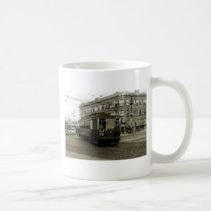 CHICAGO 63RD AND WESTERN 1952 TROLLEY ART SEPIA COFFEE MUG