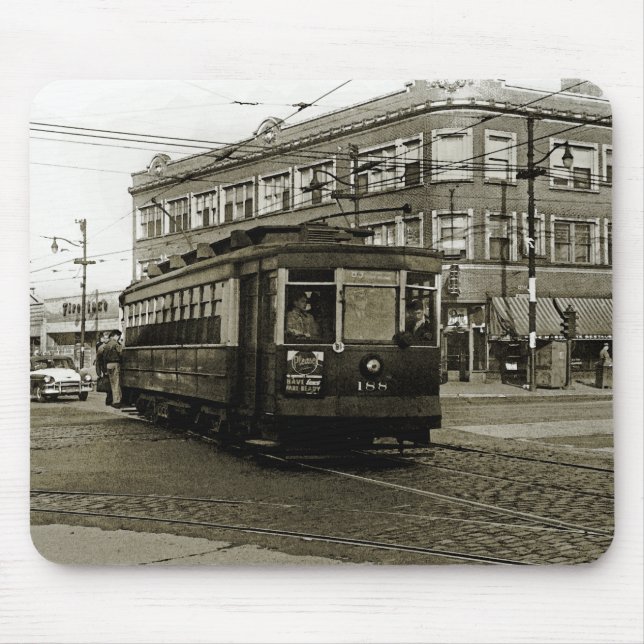 CHICAGO 63RD AND WESTERN 1952 TROLLEY ART SEPIA MOUSE PAD (Front)