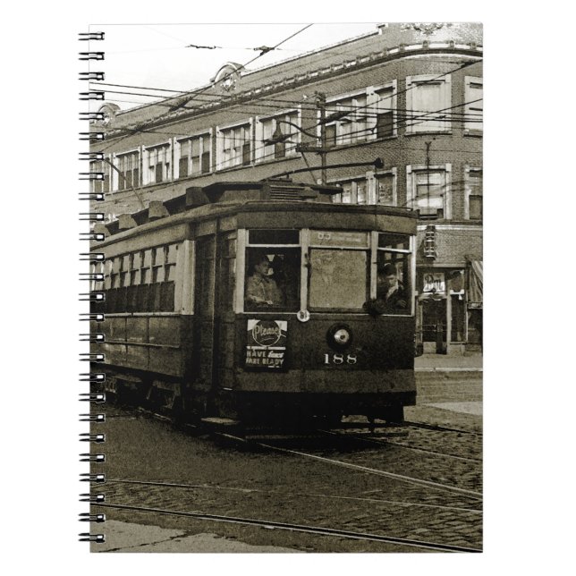 CHICAGO 63RD AND WESTERN 1952 TROLLEY ART SEPIA NOTEBOOK (Front)