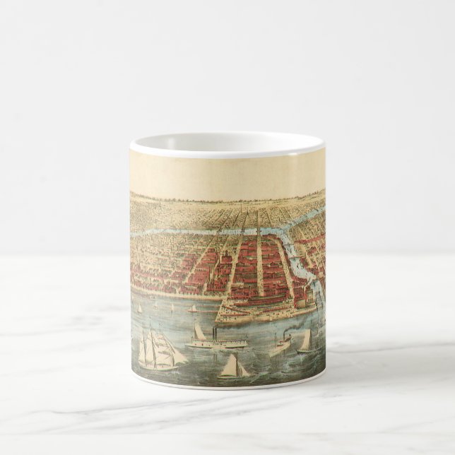 Chicago Antique Map, LaSalle Street and River Coffee Mug (Center)