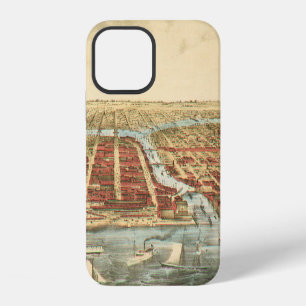 Chicago Antique Map, LaSalle Street and River iPhone Case