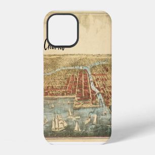 Chicago Antique Map, LaSalle Street and River iPhone 12 Case