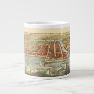 Chicago Antique Map, LaSalle Street and River Large Coffee Mug