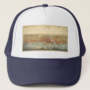 Chicago Antique Map, LaSalle Street and River Trucker Hat