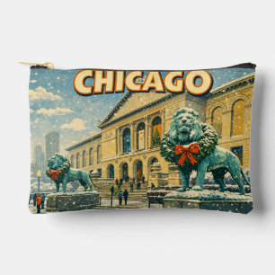 Chicago Art Institute in winter poster Accessory Pouch