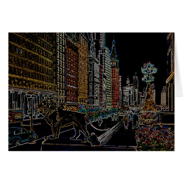 CHICAGO ART INSTITUTE LIONS MICHIGAN AVE NEON 1930 (Front Horizontal)