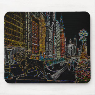 CHICAGO ART INSTITUTE LIONS MICHIGAN AVE NEON 1930 MOUSE PAD