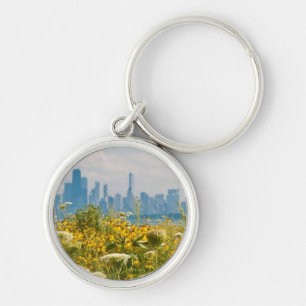 Chicago as seen from Montrose Harbour's bird Key Ring