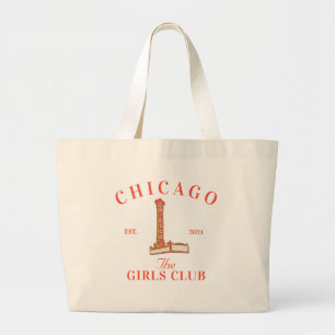 Chicago Bachelorette Girls Club Large Tote Bag