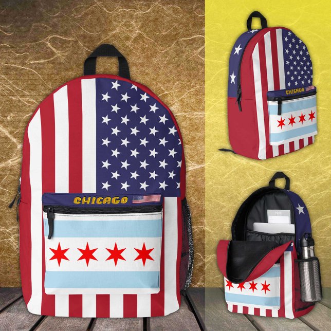 Chicago backpack, American Flag, patriotic / USA Printed Backpack (Creator Uploaded)