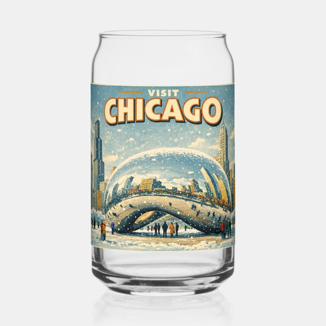 Chicago Bean in Winter  Can Glass (Back)