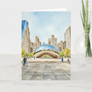 Chicago Bean Watercolor Card