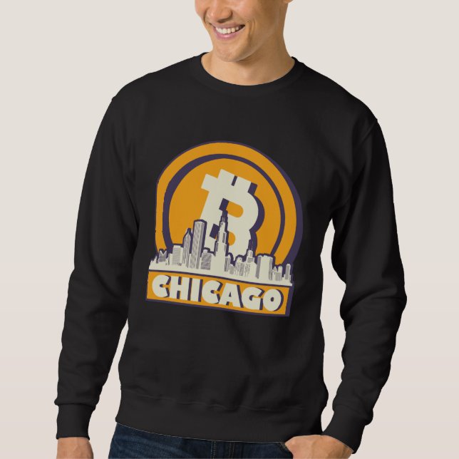 Chicago Bitcoin Maximalist  Bitcoin Chicago Skylin Sweatshirt (Front)
