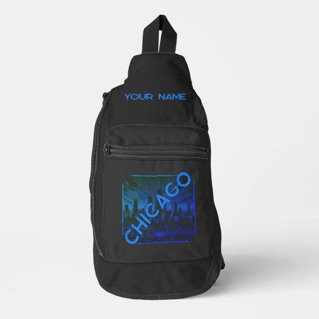 Chicago Black Blue Custom  Sling Bag (Front)