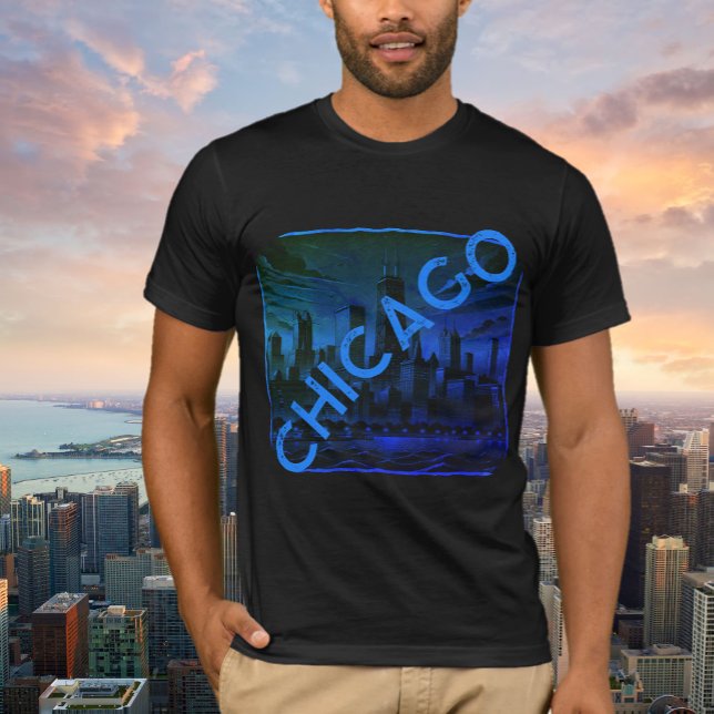 Chicago Black Blue Name Graphic T-Shirt (Creator Uploaded)