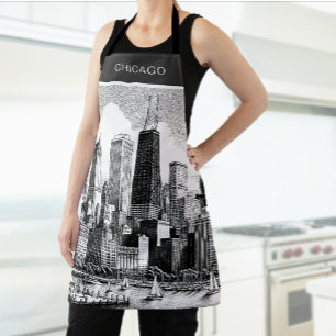 Chicago Black White Apron