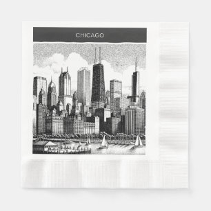 Chicago Black White Napkin
