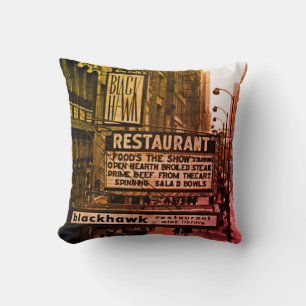 Chicago Blackhawk Restaurant 1960's photo Cushion