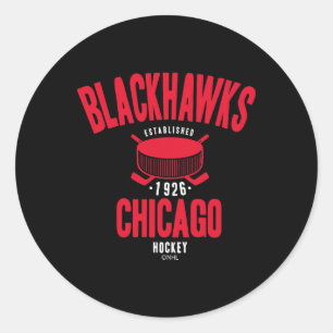 Chicago Blackhawks Hockey Puck Black Officially Li Classic Round Sticker