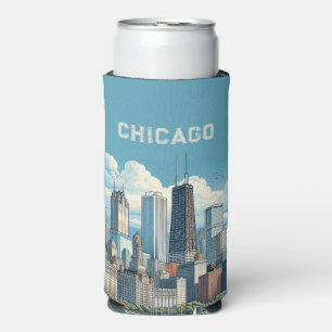 Chicago Blue Skyline Seltzer Can Cooler