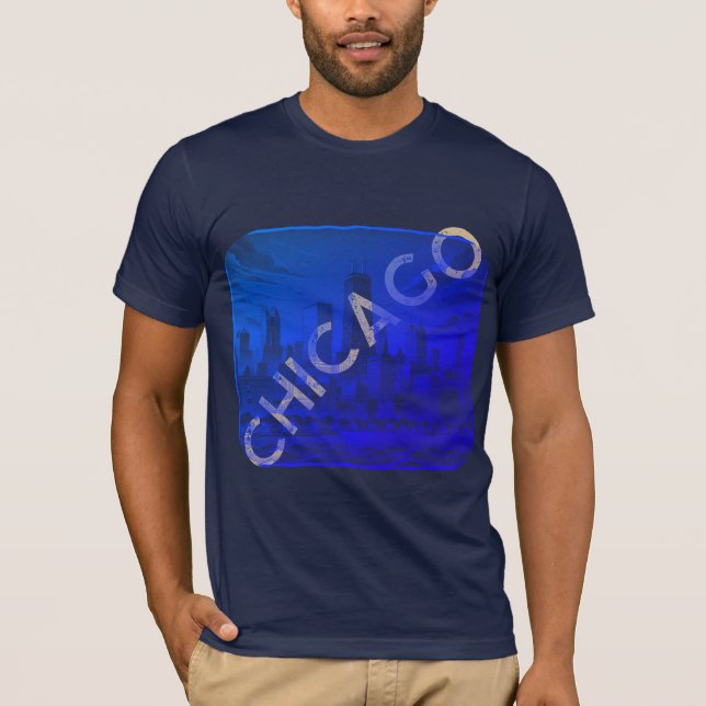 Chicago Blue Tan Name Graphic T-Shirt (Front)