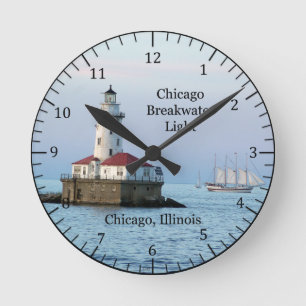 Chicago Breakwater Light and boat clock