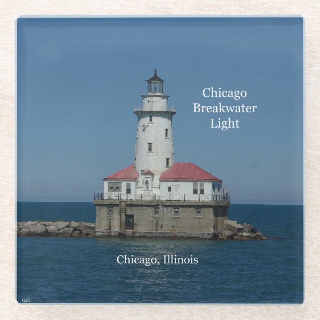 Chicago Breakwater Light glass coaster (Front)