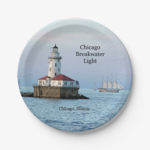 Chicago Breakwater Light & Windy II paper plate