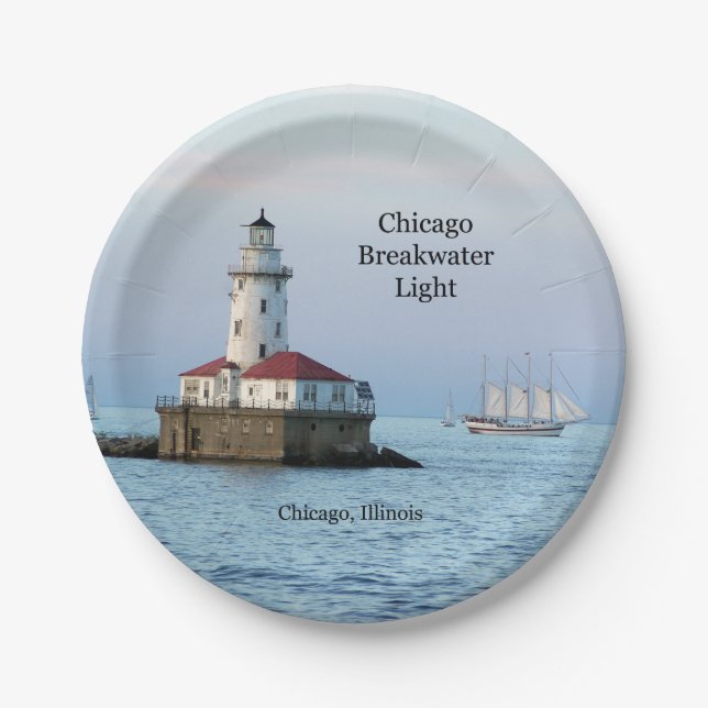Chicago Breakwater Light & Windy II paper plate (Front)