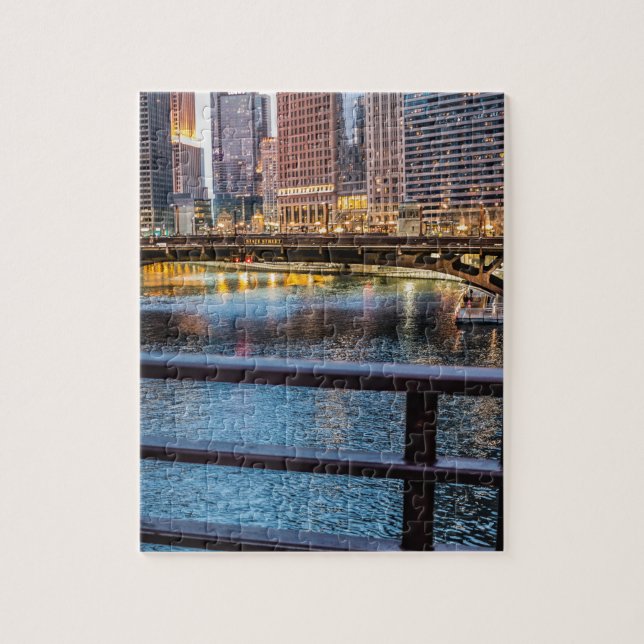 Chicago Bridges & Lights Jigsaw Puzzle (Vertical)
