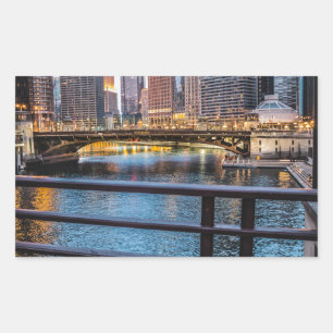 Chicago Bridges & Lights Rectangular Sticker