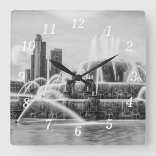 Chicago Buckingham Grayscale Wall Clock