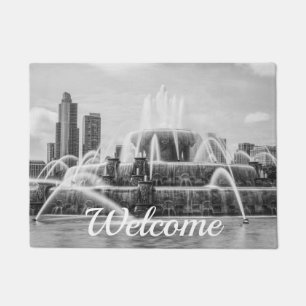 Chicago Buckingham Grayscale Welcome Doormat