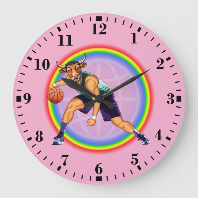 Chicago bulls basketball player in action large clock (Front)