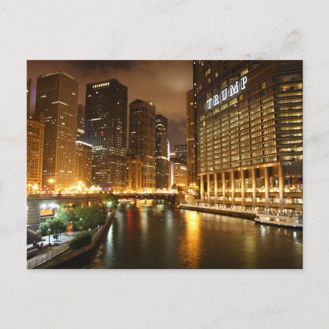 Chicago by night postcard (Front)