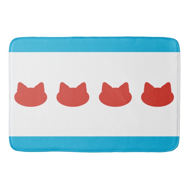 Chicago Cat Lovers Flag Bath Mat (Front)
