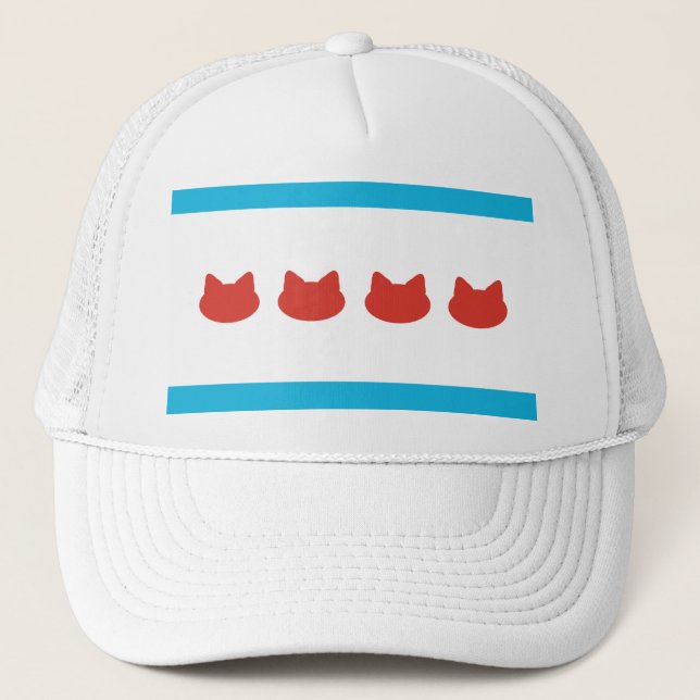 Chicago Cat Lovers Flag Trucker Hat (Front)
