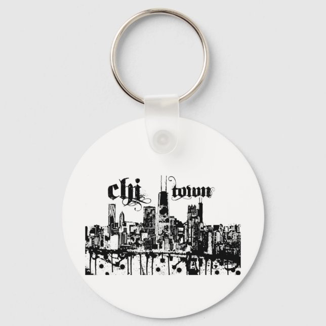 Chicago "chi-town" put on for your city key ring (Front)