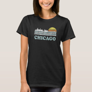 Chicago Chicago Skyline Vintage Sunset Retro Line T-Shirt