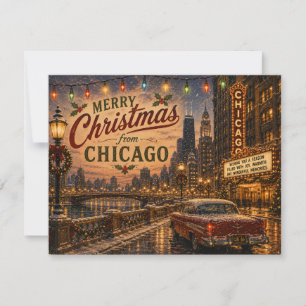 Chicago Christmas Skyline Holiday Greetings Card